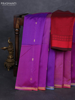 Maheshwari silk cotton saree magenta pink and maroon with allover zari weaves & buttas and zari woven border
