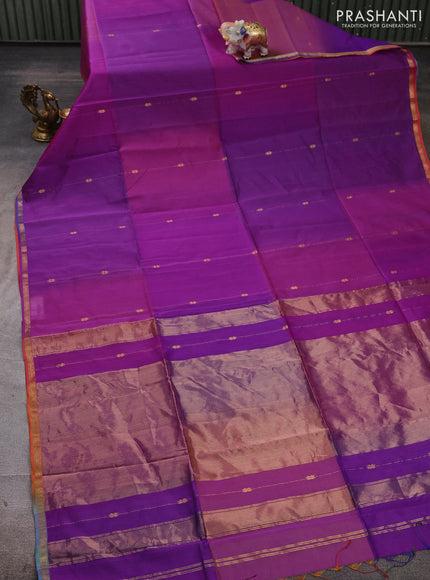 Maheshwari silk cotton saree magenta pink and maroon with allover zari weaves & buttas and zari woven border