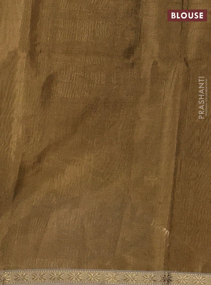 Maheshwari silk tissue saree gold and beige with zari woven buttas and small zari woven border