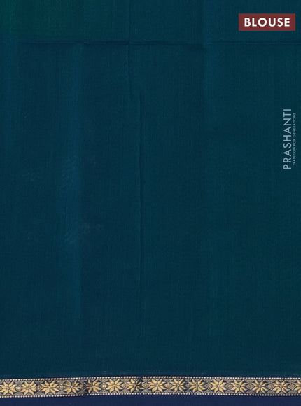 Maheshwari silk cotton saree teal blue with zari woven buttas and zari woven border