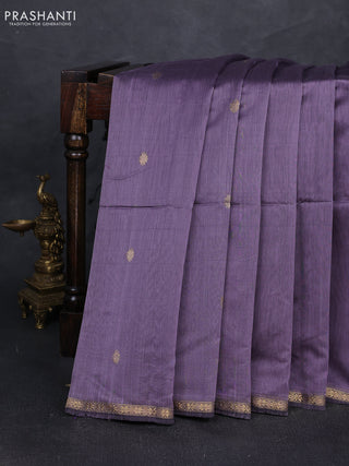 Maheshwari silk cotton saree violet with zari woven buttas and small zari woven border
