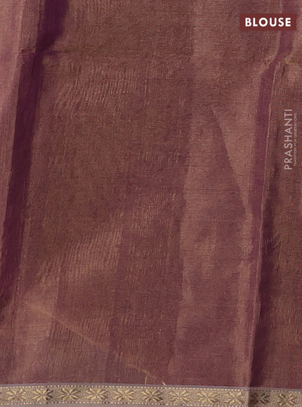 Maheshwari silk tissue saree purple shade and grey with zari woven buttas and small zari woven border