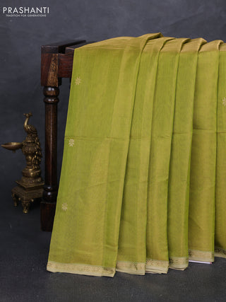 Maheshwari silk cotton saree light green with zari woven buttas and small zari woven border