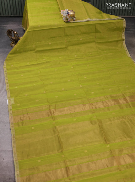 Maheshwari silk cotton saree light green with zari woven buttas and small zari woven border