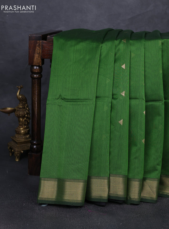 Maheshwari silk cotton saree light green with zari woven buttas and zari woven border
