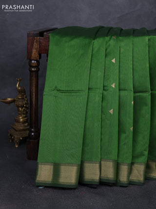 Maheshwari silk cotton saree light green with zari woven buttas and zari woven border