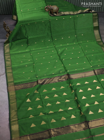 Maheshwari silk cotton saree light green with zari woven buttas and zari woven border