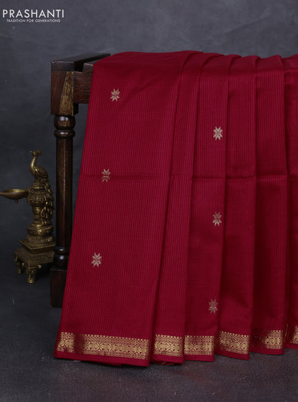 Maheshwari silk cotton saree red with zari woven buttas and zari woven border