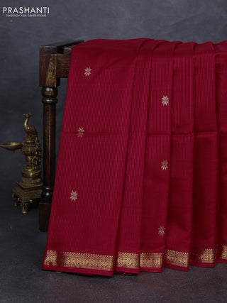 Maheshwari silk cotton saree red with zari woven buttas and zari woven border