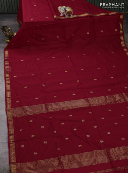 Maheshwari silk cotton saree red with zari woven buttas and zari woven border