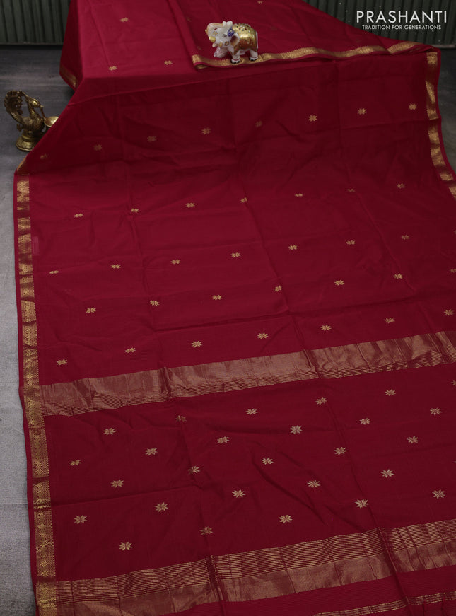 Maheshwari silk cotton saree red with zari woven buttas and zari woven border