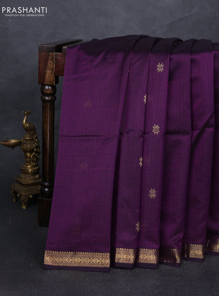 Maheshwari silk cotton saree deep purple with zari woven buttas and zari woven border