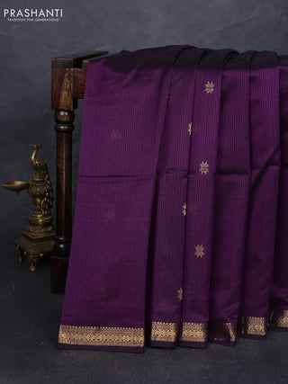 Maheshwari silk cotton saree deep purple with zari woven buttas and zari woven border