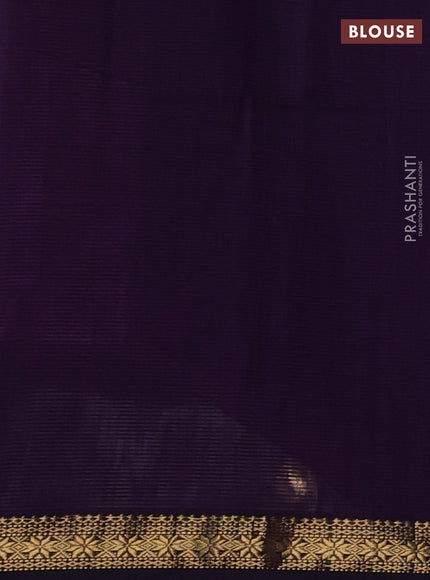 Maheshwari silk cotton saree deep purple with zari woven buttas and zari woven border