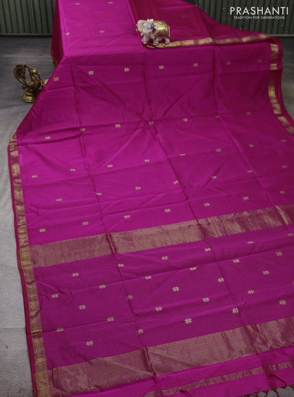 Maheshwari silk cotton saree pink with zari woven buttas and zari woven border