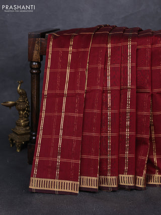 Maheshwari silk cotton saree deep maroon with allover zari woven buttas and zari woven border