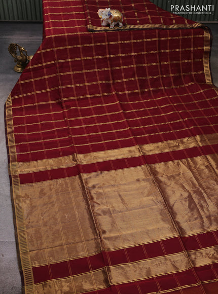 Maheshwari silk cotton saree deep maroon with allover zari woven buttas and zari woven border