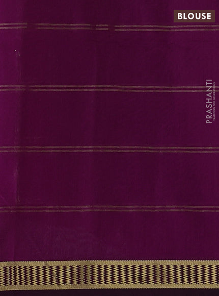 Maheshwari silk cotton saree deep purple with allover zari checked pattern and zari woven border