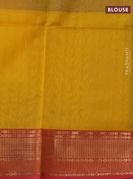 Maheshwari silk cotton saree mustard yellow and pink with plain body and zari woven border