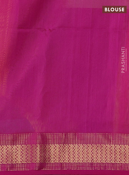 Maheshwari silk cotton saree mango yellow and pink with plain body and zari woven border