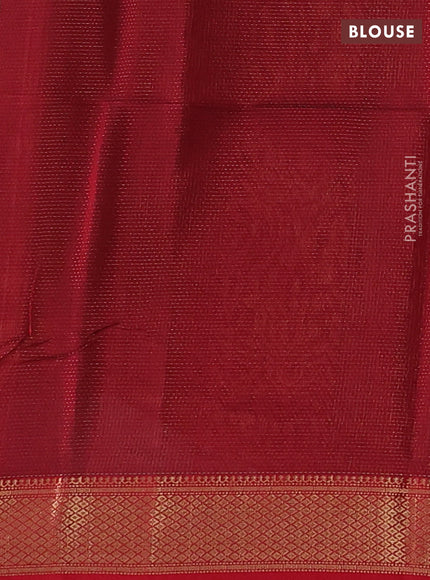 Maheshwari silk cotton saree brown and red with allover zari weaves and zari woven border