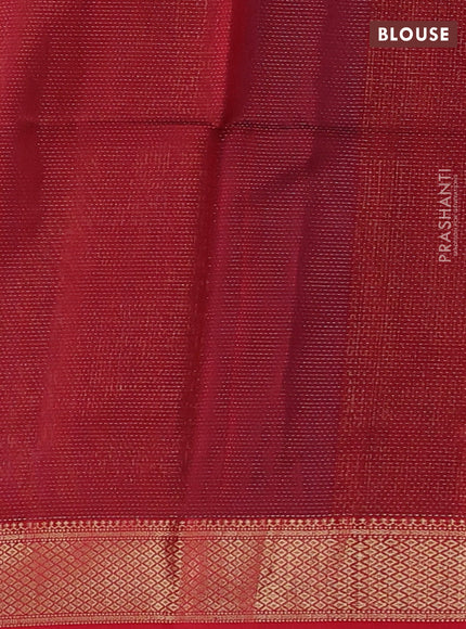 Maheshwari silk cotton saree blue and maroon with allover stripes pattern and zari woven border