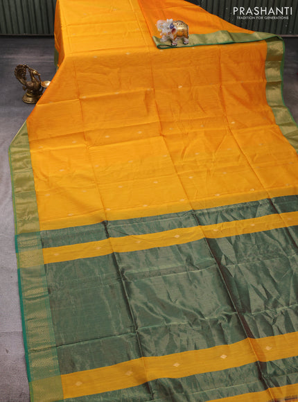 Maheshwari silk cotton saree mango yellow with allover zari woven buttas and zari woven border