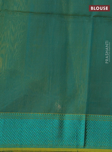 Maheshwari silk cotton saree light green and teal green with thread woven buttas and thread woven border