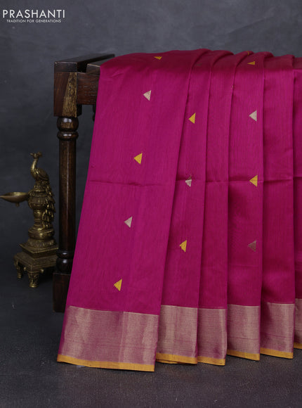 Maheshwari silk cotton saree pink and mustard yellow with thread & zari woven buttas and zari woven border
