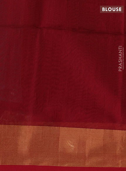 Maheshwari silk cotton saree peacock green and maroon with zari woven buttas and zari woven border