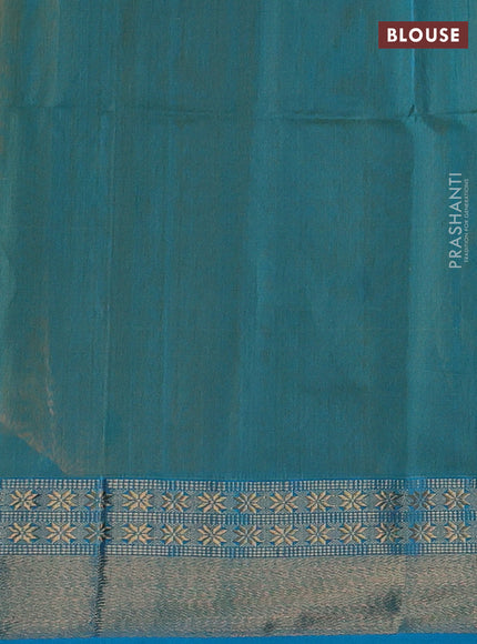 Maheshwari silk cotton saree mango yellow and cs blue with thread woven buttas and zari woven border