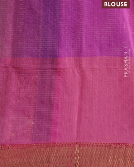 Maheshwari silk cotton saree multi colour and pink with allover zari checked pattern and zari woven border