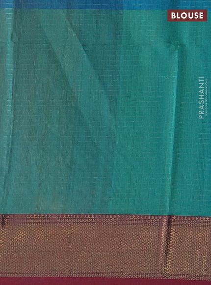 Maheshwari silk cotton saree multi colour and maroon with allover zari checked pattern and zari woven border