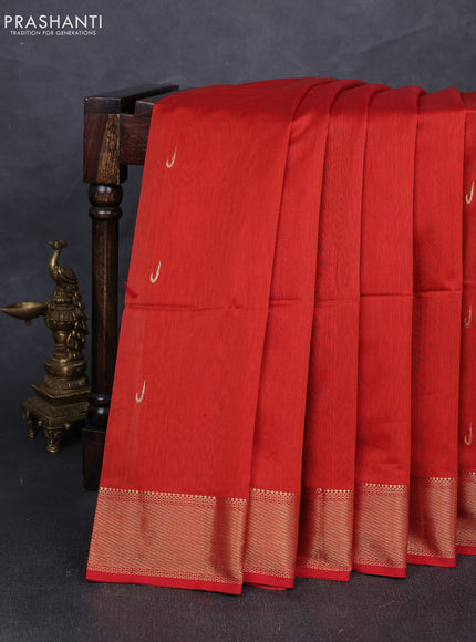 Maheshwari silk cotton saree maroon with zari woven muniya buttas and zari woven border