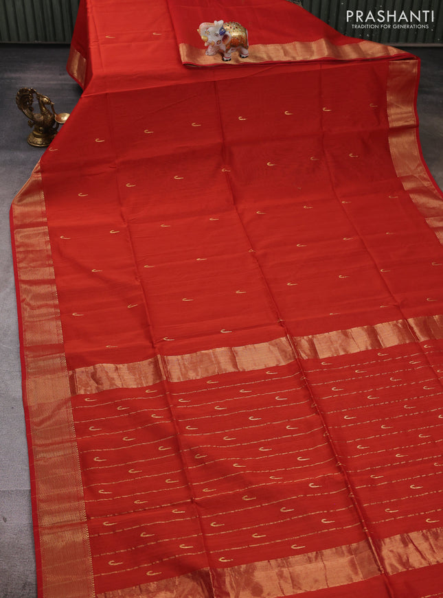 Maheshwari silk cotton saree maroon with zari woven muniya buttas and zari woven border