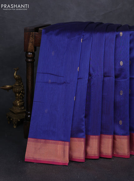 Maheshwari silk cotton saree blue and pink with zari woven buttas and zari woven border
