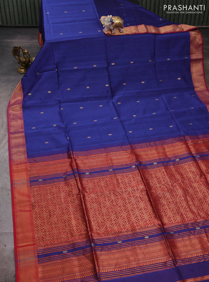 Maheshwari silk cotton saree blue and pink with zari woven buttas and zari woven border