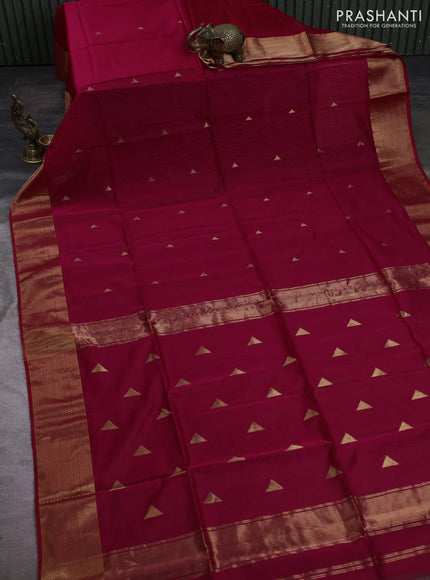 Maheshwari silk cotton saree pink with zari woven buttas and zari woven border