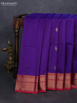 Maheshwari silk cotton saree violet and maroon with zari woven buttas and zari woven border