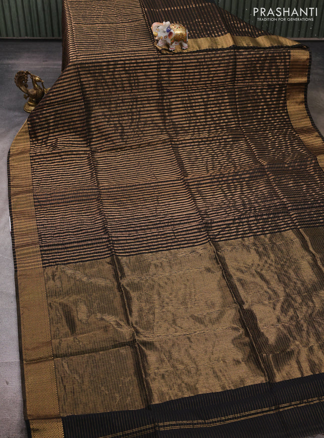 Maheshwari silk cotton saree black with allover zari checked pattern and zari woven border