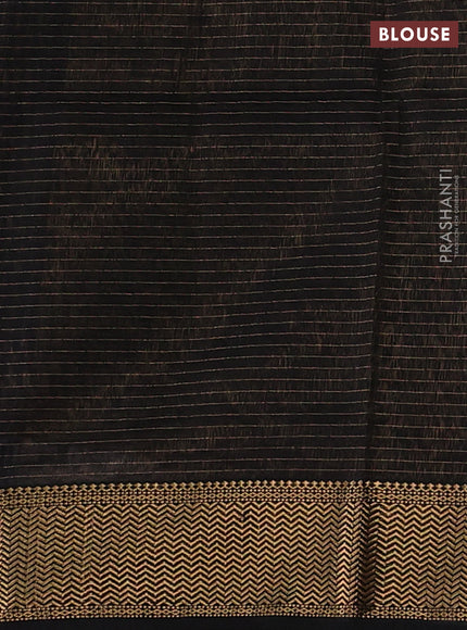 Maheshwari silk cotton saree black with allover zari checked pattern and zari woven border