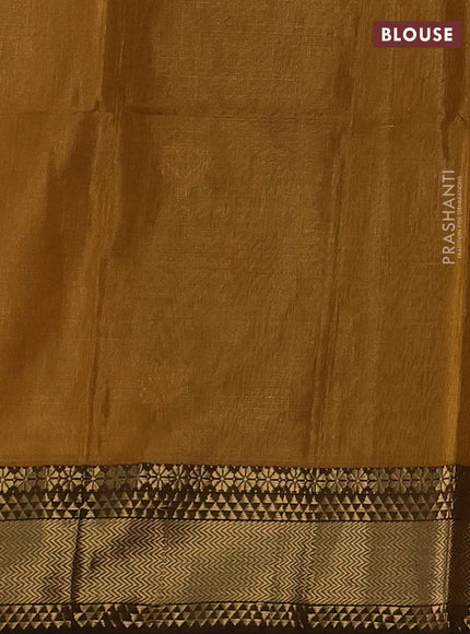 Maheshwari tissue silk cotton saree dark mustard with zari woven buttas and zari woven border