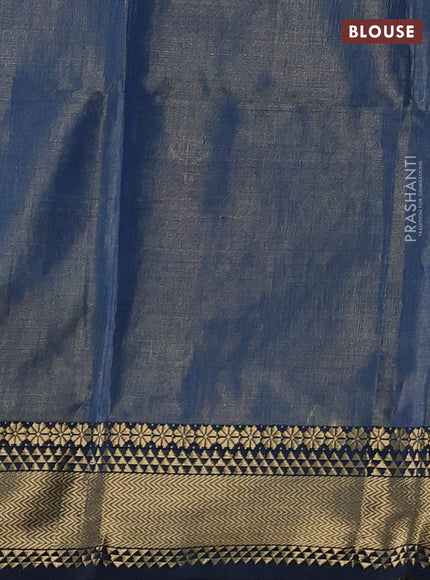 Maheshwari tissue silk cotton saree peacock blue with zari woven buttas and zari woven border