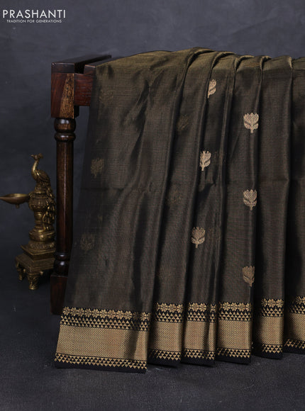 Maheshwari tissue silk cotton saree black with zari woven buttas and zari woven border