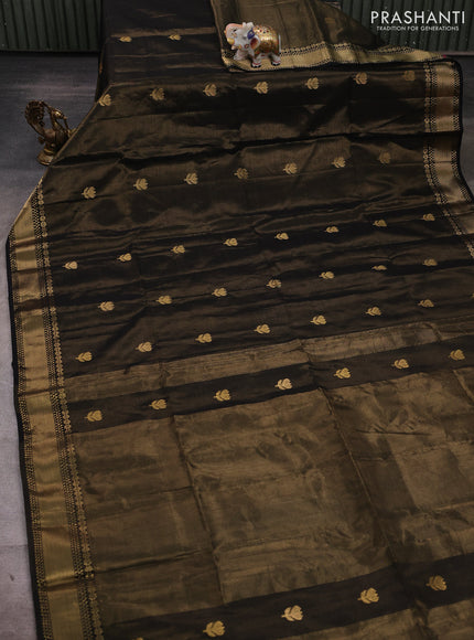 Maheshwari tissue silk cotton saree black with zari woven buttas and zari woven border