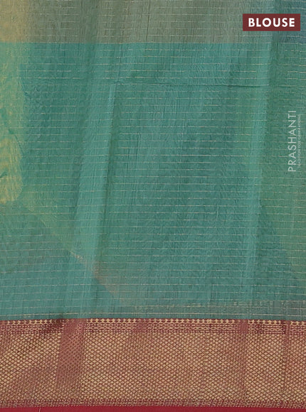 Maheshwari silk cotton saree mustard yellow and red wiith allover checked pattern and zari woven border
