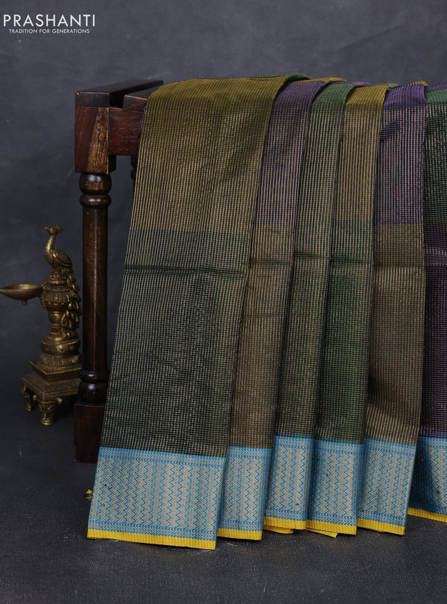 Maheshwari silk cotton saree muliti colour and mustard yellow with allover small zari checked pattern and zari woven border