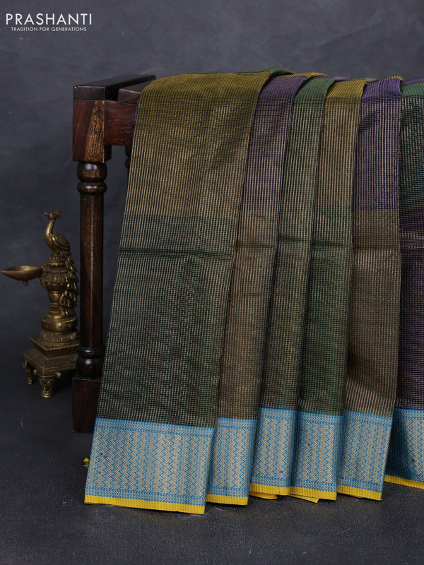 Maheshwari silk cotton saree muliti colour and mustard yellow with allover small zari checked pattern and zari woven border