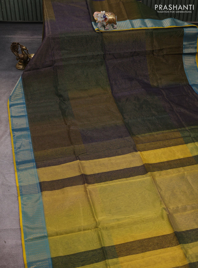 Maheshwari silk cotton saree muliti colour and mustard yellow with allover small zari checked pattern and zari woven border