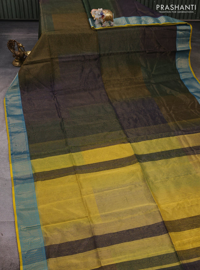 Maheshwari silk cotton saree muliti colour and mustard yellow with allover small zari checked pattern and zari woven border